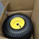 AR-PRO Exact Replacement 15" x 6.00-6" Front Tire and Wheel Assemblies Compatible with John Deere Riding Mowers 100 and D100 Series - 3" Centered Hub and 3/4" Bushings, 4Ply Pneumatic (Set of 2) (Yellow)