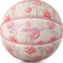 Kuangmi Pink Series Basketball, Premium Design Printed Street Performance Ball, Men's Official Size 7 29.5", Women's Intermediate Size 6 28.5", for Indoor & Outdoor