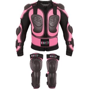 Kids Motorcycle Jacket Suit , Youth Dirt Bike Gear Armor Suit (Pink, L)