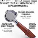 54mm Bottomless Portafilter Breville Compatible Rosewood Handle & Naked 18-21 Gram Filter Basket Included Fits Barista Express, Pro, Touch, Bambino Plus, Infuser, Duo Temp Pro Impress