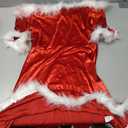 Women Christmas Plush Hem Splicing Dress One Shoulder Half Sleeve Santa Costumes Slim Fit Short Dress (Medium)