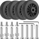 4 Pcs Luggage Replacement Wheels, 55mm/2.17in Plastic Suitcase Wheels Replacement, Wear-Resistant Spare Luggage Casters Repair Kit, V-C8