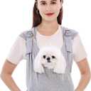 Supet Dog Carrier Sling for Small Dogs, Front Facing Cat Sling Carrier Chest, Hands Free Pet Sling Carrier, Adjustable Dog Front Carrier, Reducing Back Pain, Anti Pet Anxiety (Grey, Regular) (Regular ( 0-7 LB ))