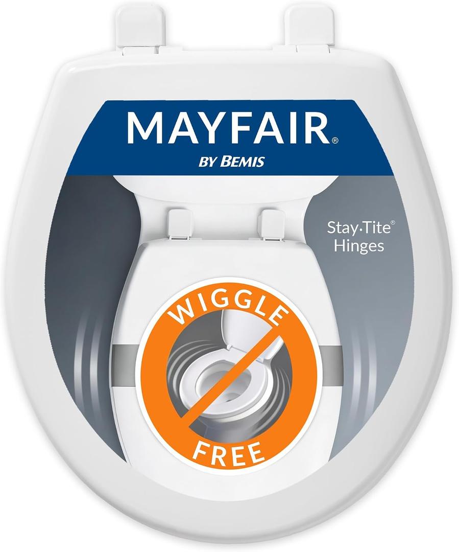 Mayfair Caswell Modern SlowClose Toilet Seat Durable Plastic Seat Made in USA Round White
