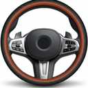 14.5-15" Nappa Leather & Carbon Fiber Steering Wheel Cover - Ultra-Thin Bare-Hand Feel, Sweat-Proof Sport Grip - Instant Supercar Interior Upgrade for Sedan/SUV