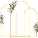 Wedding Arch Backdrop Stand Set of 3 (7.2FT, 6.6FT, 6FT) Gold Metal