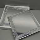 Meetart Crystal Crush Diamond Silver Mirror 12'' x 12'' 2PCS,Frameless Stylish Gorgeous Diamond Decor Glam Glass Mirror. for Bedroom Bathroom Hanging Mirror Home for Wall Decor.