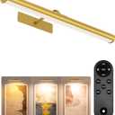 EZVALO Picture Lights for Wall, 6000mAh Rechargeable Battery 16″ Painting Light with Remote, 3 Color Temps Wireless Art Light for Gallery, Living Room, Hallway (Gold)