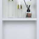Narrow Shower Niche for Tiny Shower Room Storage, Insert Tile Ready, Double Shelves, Stainless Steel,(White, 24 * 8 in)