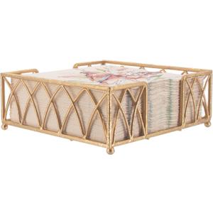 Boston International Arch Design Lunch Napkin Holder Caddy, 6.75 x 6.75-Inches, Gold Leaf
