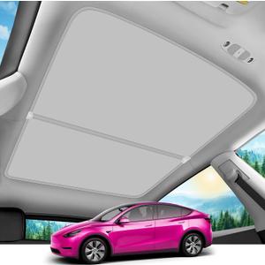 2025 Upgrade Sunshade Roof for Tesla Model Y 2025-2020 [No-Gap/No-Sagging] Roof Sun Shade Heat Insulation Sunroof Shade for Tesla Model Y Accessories 2025-2020 Gray