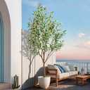 Erimda 6ft Artificial Olive Tree, Realistic Faux Olive Plant with Hand-Placed Fruits, Sturdy Fake Olive Tree for Living Room, Office, Modern Farmhouse Home Decor