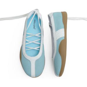 Adolilove Womens Sneaker Flats Lace Up Mary Jane Style Tennis Shoes Comfortable Ballet Inspired Casual Shoes for Walking (7.5, Blue)