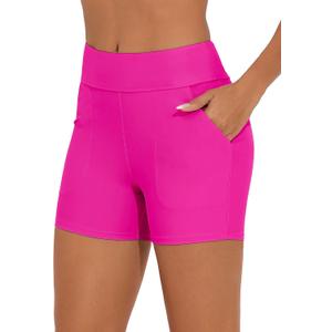 Bonneuitbebe Women's Swim Shorts High Waisted Bathing Suit Bottoms Swimwear Boyshort Swimming Swimsuit Board Shorts M
