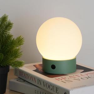 Small Cute Cordless Table Lamp Rechargeable, Battery Operated Shower Lamp Waterproof, Touch Dimmable Globe Ambient Light for Outdoor/Bedside/Patio/Dining (Green)