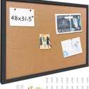 31.5"x48" Black Wood Framed Hanging Cork Bulletin Board