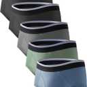 Leak Proof Underwear for Men Washable Soft Incontinence Briefs with Front Fly for Light Bladder Leaks 5 Pack (X-Large, 2 Black/Dark Grey/Green/Blue)