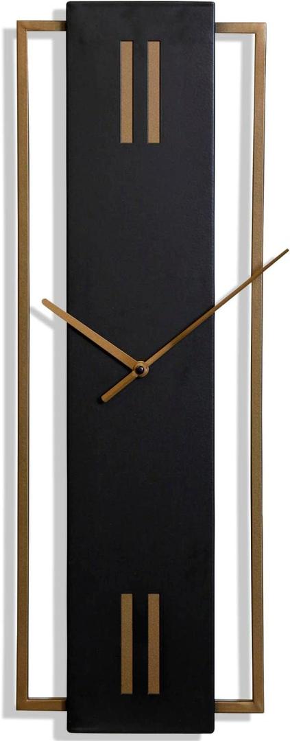 Collective Design Slim Time - Mid Century Metal Wall Clock - 8in w X 24in ht X 1in d