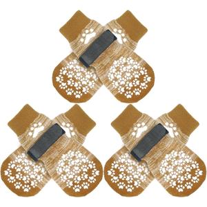 EXPAWLORER 6PCS Anti-Slip Dog Socks to Prevent Licking Paws,Dog Shoes for Hot Pavement,Best Paw Protector Traction Control on Hardwood Floor,Dog Booties for Puppy Senior Dogs (Beige, XXS)