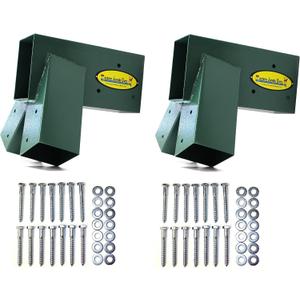 Easy 1-2-3 A-Frame 2 Brackets for Swing Set, Green | Heavy Duty Brackets with All Mounting Hardware | DIY Swing Set Parts to Build Playground Sets for Backyards