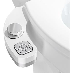 PIKETS Bidet Attachment for Toilet, Dual Nozzle (Frontal and Rear Wash) Non-Electric Fresh Water Toilet Seat Attachment with Nozzle Self Cleaning, Adjustable Water Pressure(Chrome Silver)