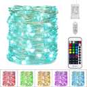 Minetom Color Changing Fairy String Lights - 33 ft 100 LED USB Silver Wire Lights with Remote and Timer, Starry Fairy Light for Bedroom Party Indoor Christmas Decoration, 16 Colors, Adapter Included