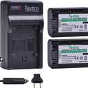 Tectra 2-Pack NP-FV50 Battery and Charger Kit for Sony NP-FV30 NP-FV40 NP-FV50 & Sony FDR-AX53 HDR-CX230 HDR-CX220 CX330 CX380 CX455 CX900 CX430V TD30V FDR-AX100 Handycam Camcorder
