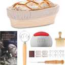 9 Inch Banneton Proofing Basket Set, Sourdough Starter Kit for Artisan Bread Baking, Includes Tools for Dough Proofing and Gift Packaging