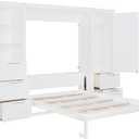 Ball & Cast Ball & Cast Murphy Bed Queen Size,Hideaway Wall Beds with Shelves & Storage Cabinet,Murphy Beds can be Folded,Bedroom Folding Bedframe for Guest Room