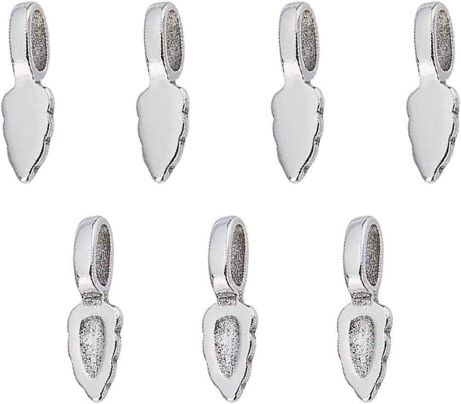 UNICRAFTALE 10pcs Stainless Steel Glue-on Flat Pad Pendant Bails Blank Pad Pendant Connector 7x3mm Hole Metal Charm for DIYY Jewelry Making 7.5x23mm