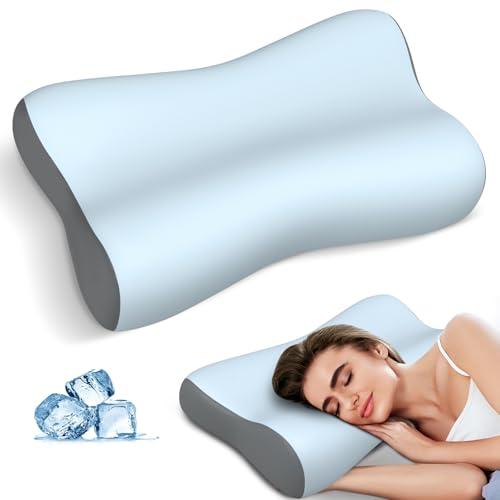 Cervical Neck Pillow, Contour Memory Foam Pillows for Neck Pain Relief, Ergonomic Pillow for Sleeping, Orthopedic Bed Pillow Neck Support Pillow for Side Back Stomach Sleepers with Cooling Pillowcase