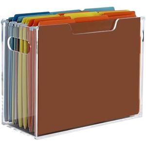 DINGHUO Acrylic File Folder Organizer, Hanging File Organizer Box, File Holder with Handles for Letter Size/A4, Clear File Box Desktop Folder Storage for Office Home Work -1 Pack