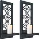 Set of 2 Candle Sconces, Farmhouse Accent Wall Sconce, Black Candle Holder Wall Decorations for Home Dcor, Living Room, Dining Room.(15 x6 in)