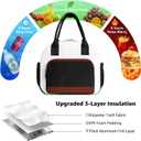 Stylish Color-blocked Lunch Bag for Women, Leakproof Lunch Box for Adult Girls, Large Capacity Reusable Lunch Box for Work Picnic Travel (Black with Off White with Brown)