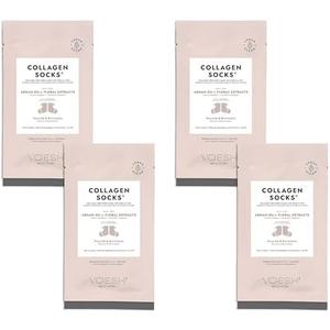 VOESH 4 Pack Collagen Socks, Collagen Socks for Dry Feet, Cracked Heel Repair, Moisturizing Socks, Spa Pedicure Treatment, Spa Socks, Foot Peel Masks, Vegan