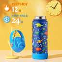 Fimibuke Kids Insulated Water Bottle, 18oz BPA FREE 18/8 Stainless Steel Kids Cup with Straw Travel Tumbler Double Wall Vacuum Leak Proof Toddler Water Bottle for School Boys Girls(1 Pack, Unicorn)