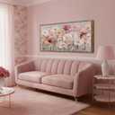 3D Framed Textured Pink Flower Canvas Wall Art 20x40In