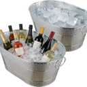 4 Gallon Galvanized Beverage Tub, 2 Pcs Heavy-Duty Ice Buckets Large Galvanized Drink Buckets with Handles for Catering Bars Parties (EXP 09/22/26)