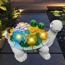 Turtle Garden Outdoor Statues Solar Light Decor for Outside-Fall Yard Decorations with Succulent and 5 LED Lights.Unique Halloween Housewarming Gifts for Women Mom and Grandma.
