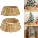 EXCBIOZ Natural Wicker Christmas Tree Skirt Decorative Wicker Tree Skirt Elegant Christmas Tree Accent for Any Setting