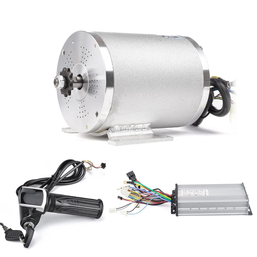 Electric Brushless DC Motor Complete Kit, 48V 2000W 4300RPM High Speed Motor, with 33A 15 Mosfet Controller, Power Display LCD Throttle, Electric Scooter Bicycle Motorcycle Mid Drive Motor, DIY Part