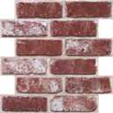 3D Faux Brick Wall Panels Peel and Stick, 10 Pcs 11.8" x 11.8", Small Brick-Look Textured, Ultra-Light Thin PVC Fake Brcik Wall Covering Tiles for Quick DIY, Whitewash Red