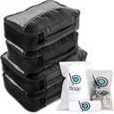 bago 7 Pcs Packing Cubes for Travel - 4 Travel Packing Cubes for Suitcases with 3 ZipLock Bags - Luggage Organizer Bags to Get Maximum Storage, Save Time & Effort to Pack (Black)