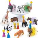 30PCS Jungle Animals Birthday Party Decorations Set, Safari Animal Cake Toppers with Hats and Ballet Skirts, Perfect for Kids Jungle Themed Party Supplies, Wild Animal Décor for Birthday Celebration