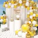 18Inch Sunflower Yellow Gold White Balloons Balloon Garland Arch Kit, Sunflower Bee Theme Birthday Baby Shower Wedding Party Decorations for Girl Boy