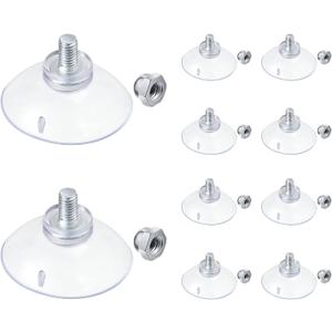 10 Pcs Suction Cups for Glass Window Screw Suction Pads 1.73"/44mm PVC Clear Sucker Pads with Cap Nut M6 Thread for Home Organization Bathroom Window Wall