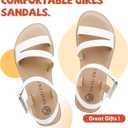 Girls Sandals Open Toe Strappy Summer Shoes Dress Sandals for Girls (White)