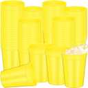 Domensi 60 Pcs 12 oz Plastic Stadium Cups Bulk Plastic Stadium Cups Reusable Blank Drink Tumblers Drinking Cup for Party Picnic Birthday Wedding Baby Shower Events DIY Projects(Yellow)