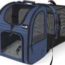 Pecute Pet Carrier Backpack, Dog Carrier Backpack, Expandable with Breathable Mesh for Small Dogs Cats Puppies, Pet Backpack Bag for Hiking Travel Camping Outdoor Hold Pets Up to 17 Lbs (Blue)