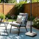45lbs Patio Umbrella Base with 4 wheels, Square Cobblestone Concrete Stand, Heavy Duty Market Umbrella stand for Outdoor